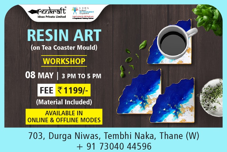 Penkraft Resin Art on Tea Coaster Mould Online/Offline Workshop